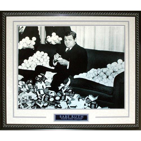 Babe Ruth Signing Baseballs Framed 16x20