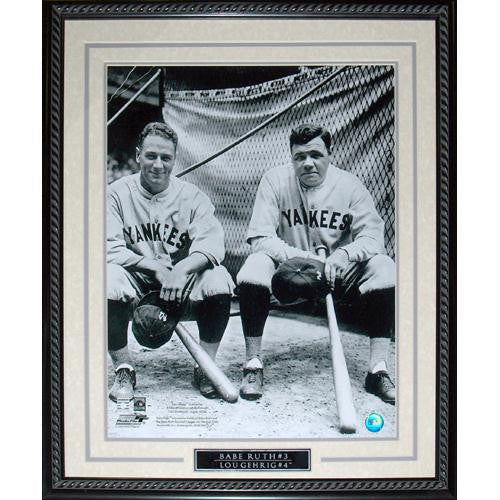 Babe Ruth Sitting with Lou Gehrig Framed 16x20