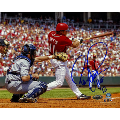 Barry Larkin Swing Horizontal 8x10 Photo w HOF 2012 Insc