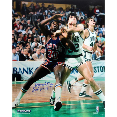 Bernard King Signed 16x20 Knicks boxing out McHale w HOF Insc.