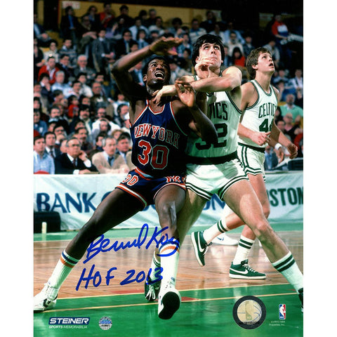 Bernard King Signed 8x10 Knicks boxing out McHale w HOF Insc