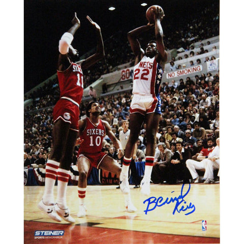 Bernard King Signed 8x10 Nets Jumper over 76ers Cheeks and Jones