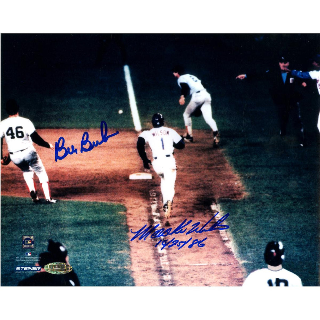 Bill BucknerMookie Wilson Dual Signed 8x10 Photo w102586Insc.