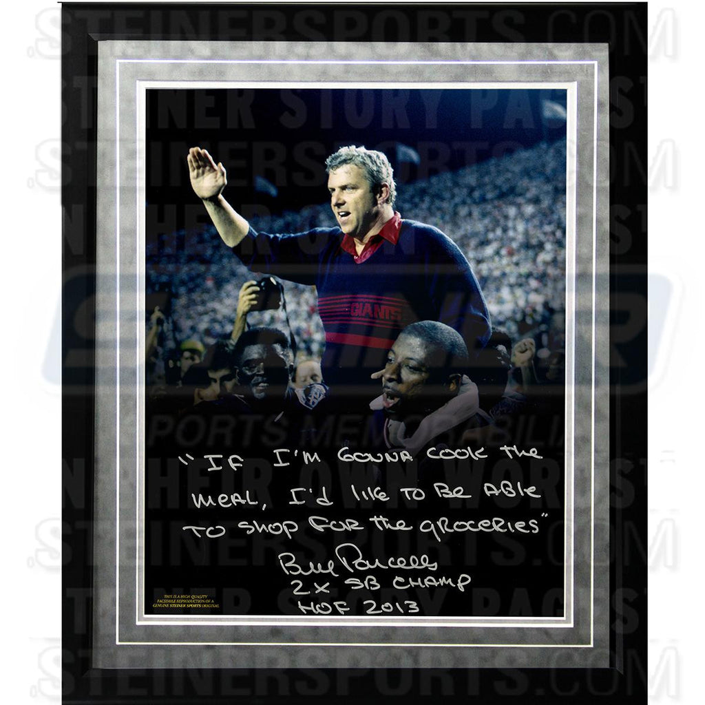 Bill Parcells Facsimile If Im Gonna Cook... Quote Framed Metallic 16x20 Story Photo