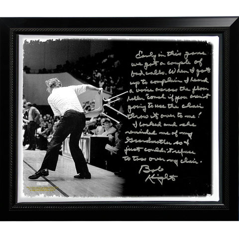 Bob Knight Facsimile Chair-Throwing Story Stretched Framed 22x26 Canvas