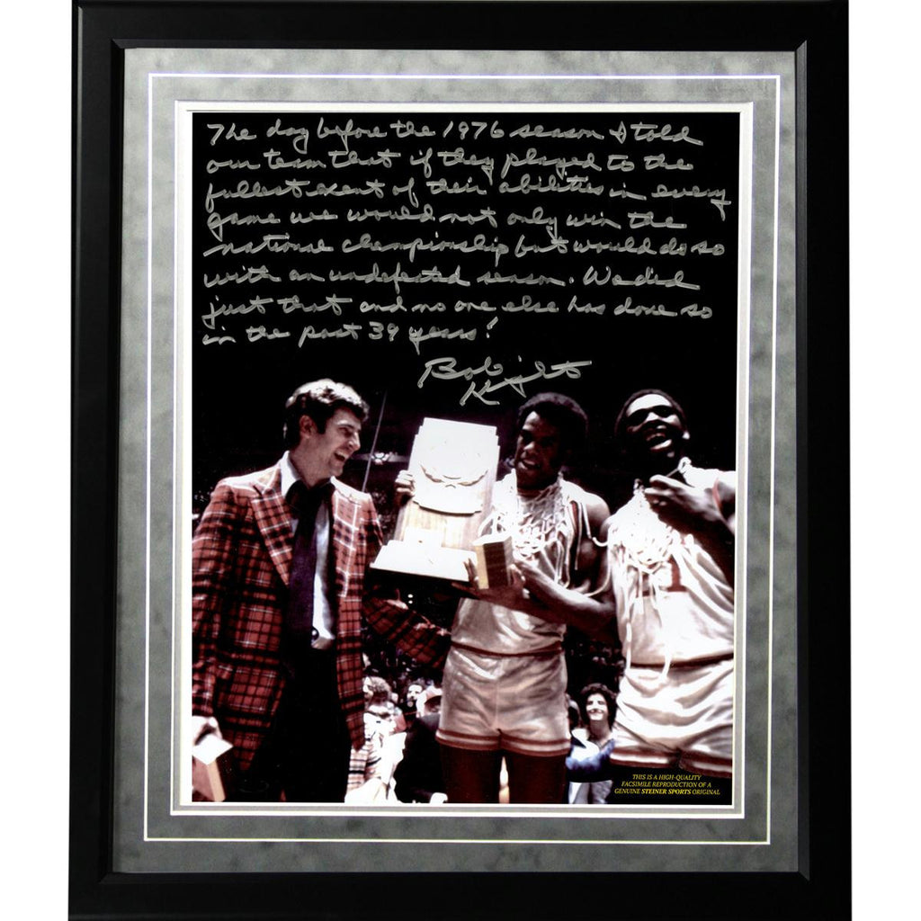 Bob Knight Facsimile Undefeated Season Framed Metallic 16x20 Story Photo