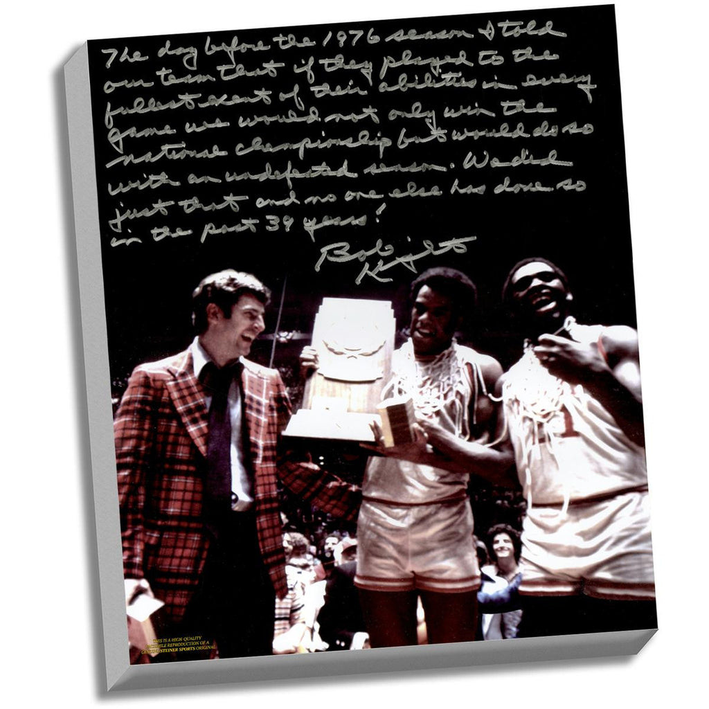 Bob Knight Facsimile Undefeated Season Stretched 22x26 Story Canvas