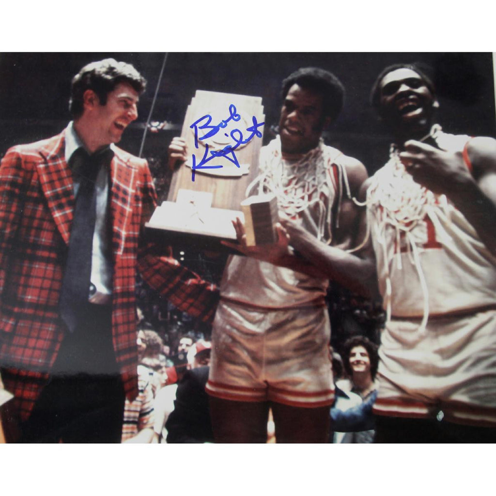 Bob Knight Signed 8x10 W Trophy