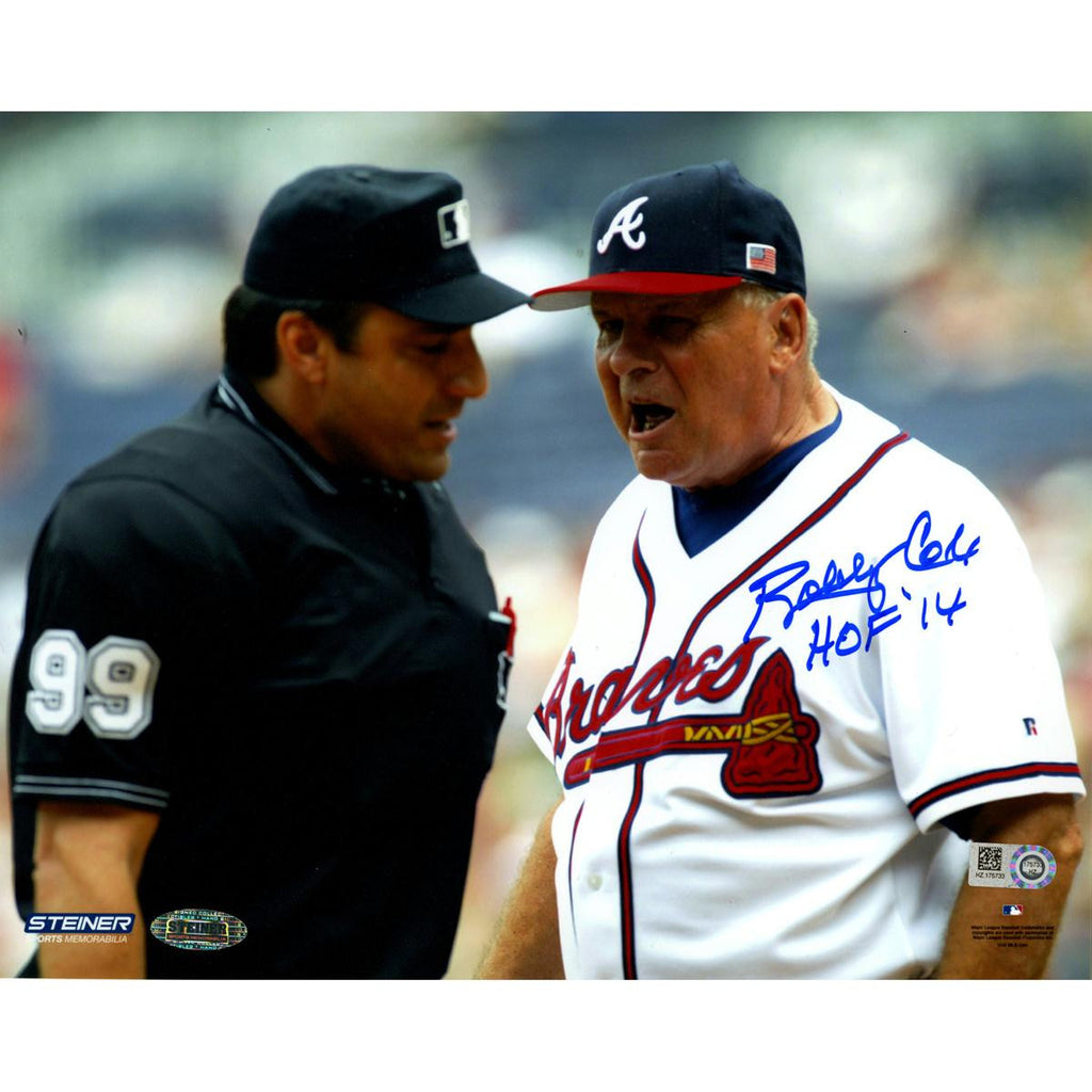 Bobby Cox Signed Arguing With Umpire 8x10 Photo w HOF insc (MLB Auth)