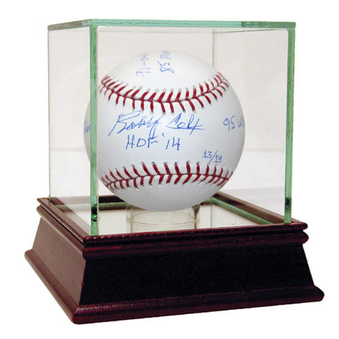 Bobby Cox Signed MLB Baseball w HOF 2014 91 04 05 NL MOY 85 AL MOY 2504 Wins 95 WS Champs Insc. (LE of 14) (MLB Auth)