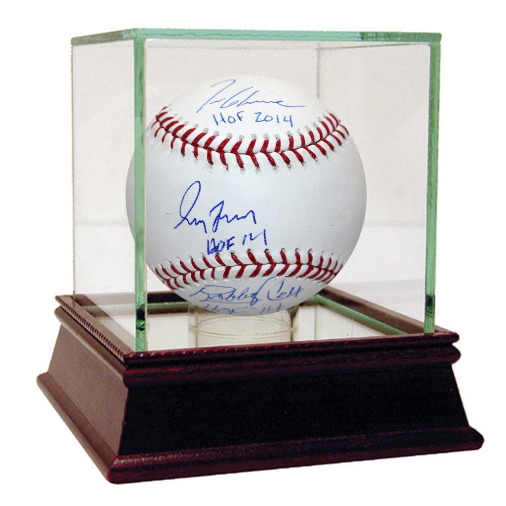 Bobby CoxGreg MadduxTom Glavine Triple Signed MLB Baseball w HOF 14 inscriptions (SSM Auth; TriStar Auth)