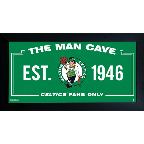 Boston Celtics Man Cave Sign 10x20 Framed Photo