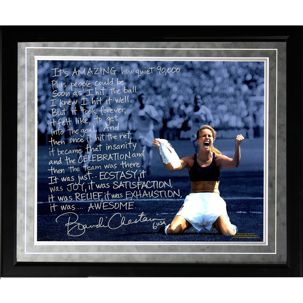 Brandi Chastain Facsimile World Cup Game Winning Penalty Kick Framed Metallic 16x20 Story Photo