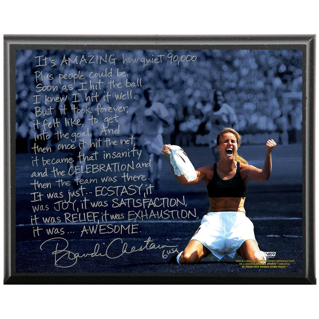 Brandi Chastain Facsimile World Cup Game Winning Penalty Kick Metallic 8x10 Story Plaque