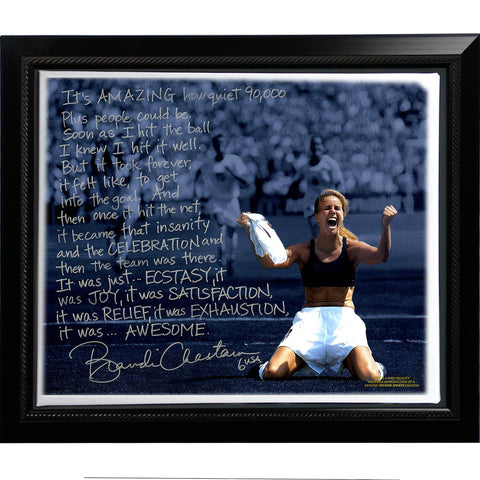 Brandi Chastain Facsimile World Cup Game Winning Penalty Kick Story Stretched Framed 22x26 Story Canvas