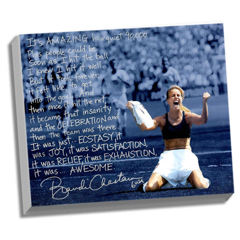 Brandi Chastain Facsimile World Cup Game Winning Penalty Kick Stretched 22x26 Story Canvas