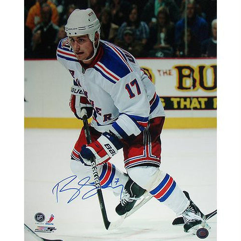 Brandon Dubinsky Skating up Ice Rangers White Jersey Vertical 16X20 Photo