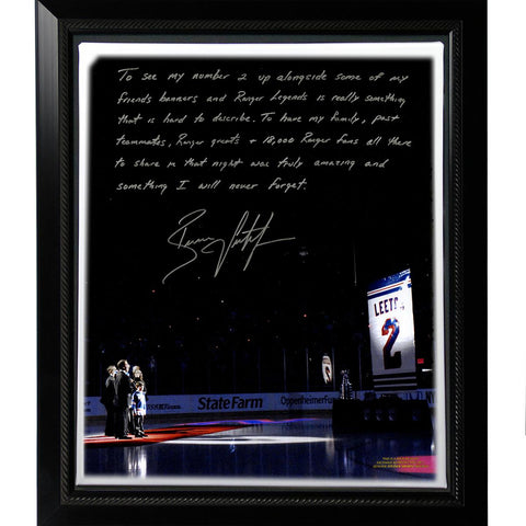 Brian Leetch Facsimile Banner Night Story Stretched Framed 22x26 Canvas