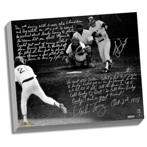 Bucky Dent & Mike Torrez Facsimile 1978 Walk-Off Home Run Story Stretched 16x20 Story Canvas