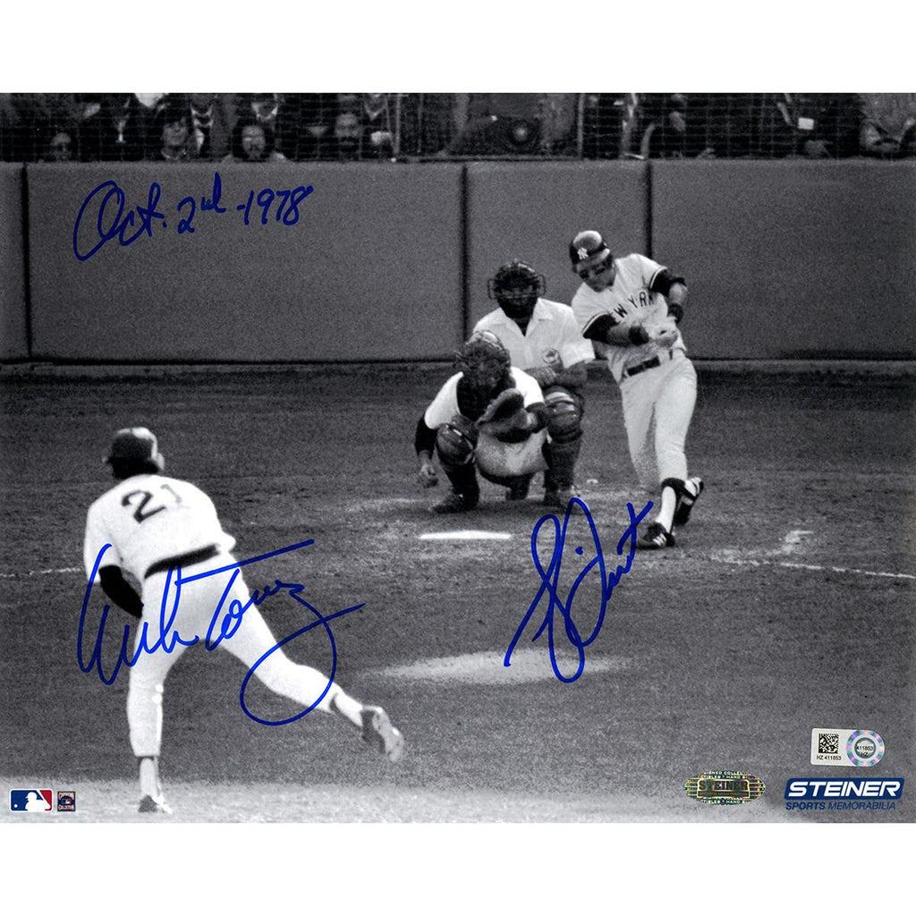 Bucky Dent Mike Torrez Dual Signed 1978 Home Run 8x10 Photo w Oct-2-1978 insc by Torrez (MLB Auth)