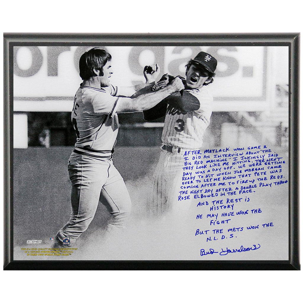 Bud Harrelson Facsimile Fighting Rose Metallic 8x10 Story Plaque