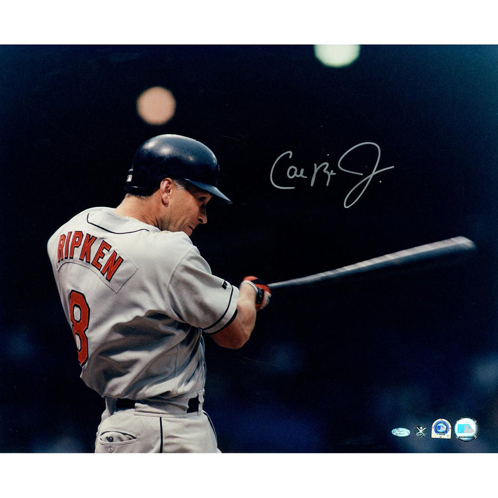 Cal Ripken Jr Signed Close up Batting - Waist up 16x20 Photo (Ironclad Holo)