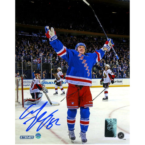 Carl Hagelin Signed Celebrating Game Winning Goal vs the Senators 8x10 Photo