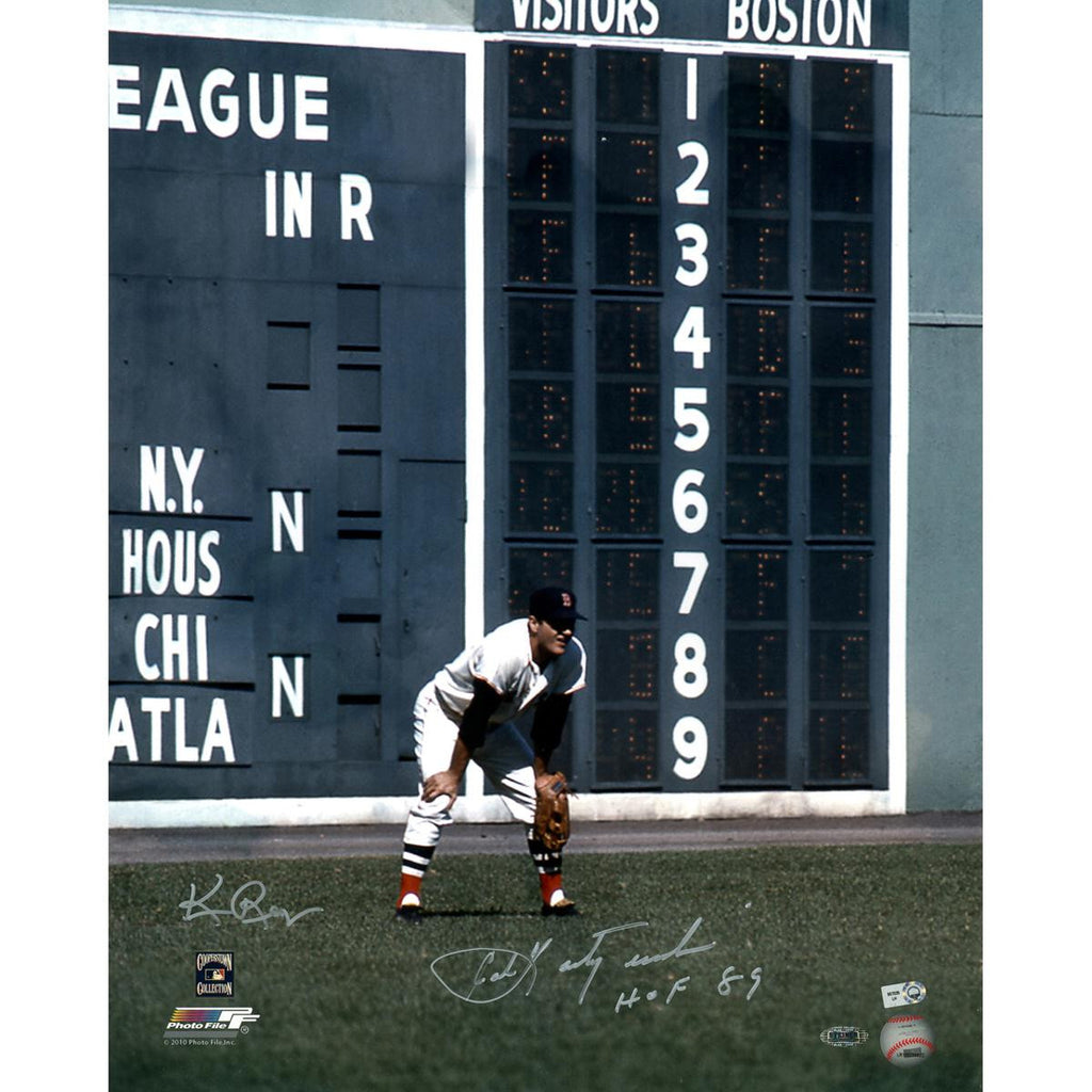 Carl Yastrzemski Fielding Vertical 16x20 Photo w HOF 89 Insc Signed by Photographer Ken Regan