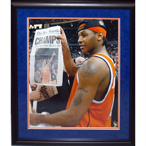 Carmelo Anthony 8414 Syracuse Holding Champs Paper 16x20 Framed Photo