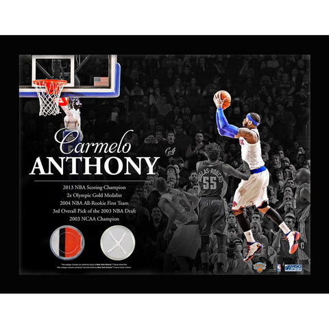 Carmelo Anthony New York Knicks Game Used Net & Game Used Jersey 11x14 Horizontal Framed Photo Collage