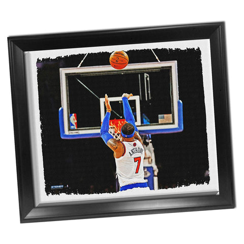 Carmelo Anthony Shooting Back View Stretched Framed 22x26 Canvas