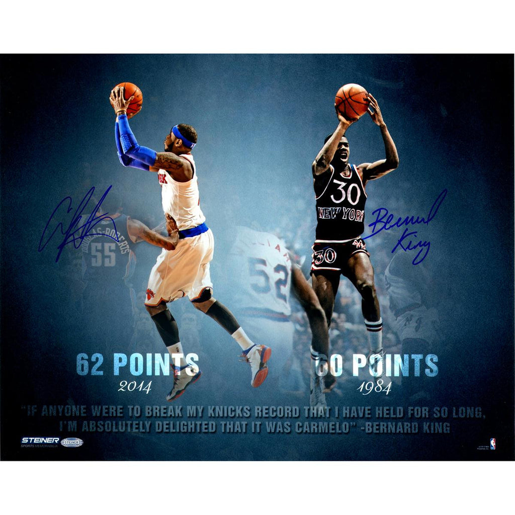 Carmelo AnthonyBernard King Dual Signed Knicks Points Record 16x20 Collage Photo