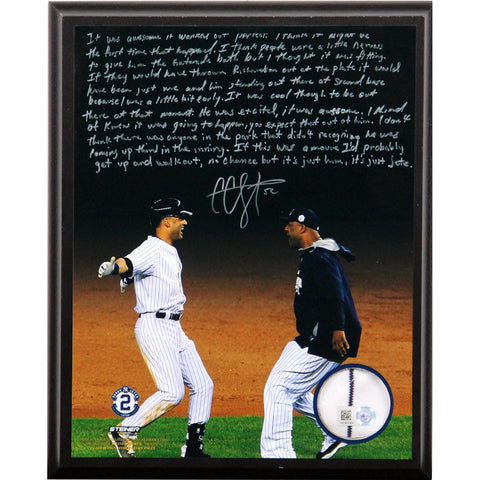 CC Sabathia Facsimile Jeters Yankee Farewell 8x10 Plaque w Game Used Jersey