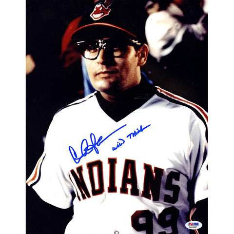 Charlie Sheen Signed Major League Vertical Close-Up 11x14 Photo w Wild Thing Insc (PSADNA Holo)