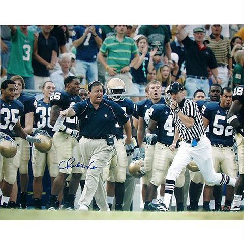 Charlie Weis Running Down Sidelines 16x20 Photo