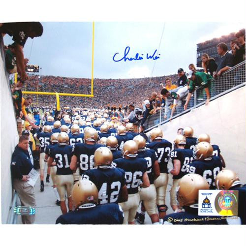 Charlie Weis Watching Team Walk out of Tunnel 8x10 Photo