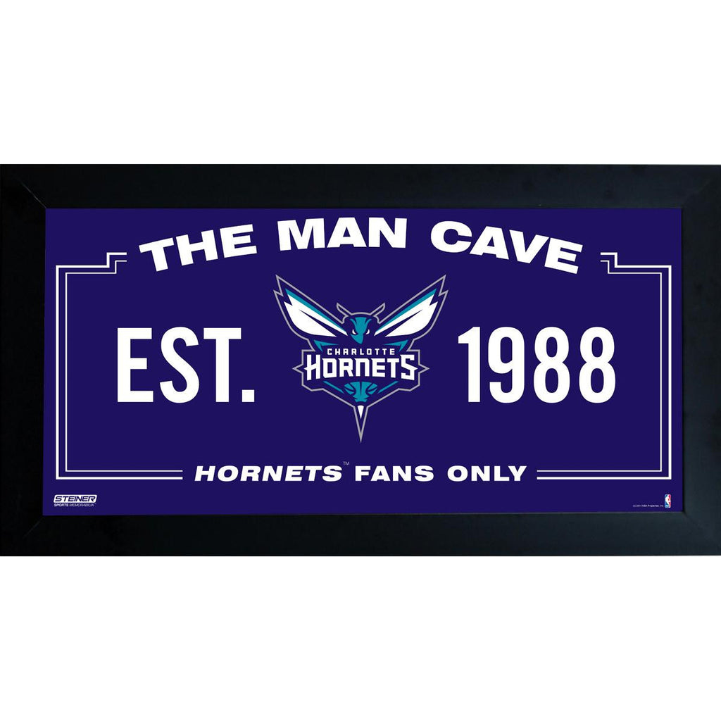 Charlotte Hornets Man Cave Sign 10x20 Framed Photo