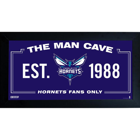 Charlotte Hornets Man Cave Sign 10x20 Framed Photo