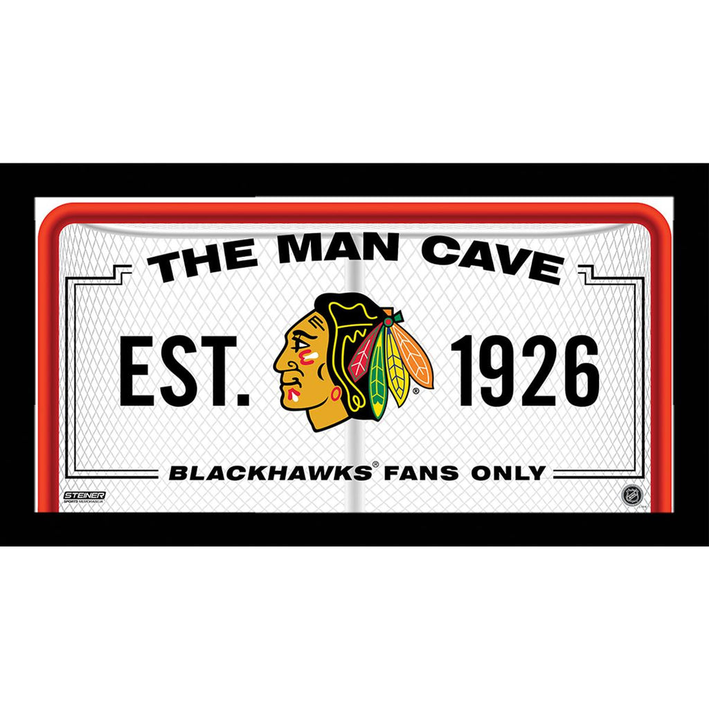 Chicago Blackhawks Man Cave Sign 10x20 Framed Photo