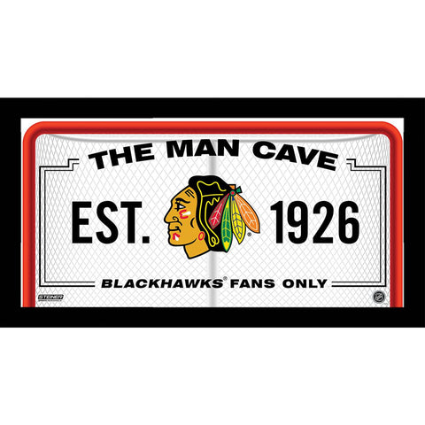 Chicago Blackhawks Man Cave Sign 10x20 Framed Photo