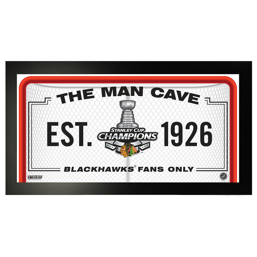 Chicago Blackhawks Stanley Cup Man Cave Sign 10x20 Framed Photo