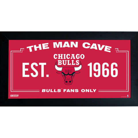 Chicago Bulls Man Cave Sign 10x20 Framed Photo