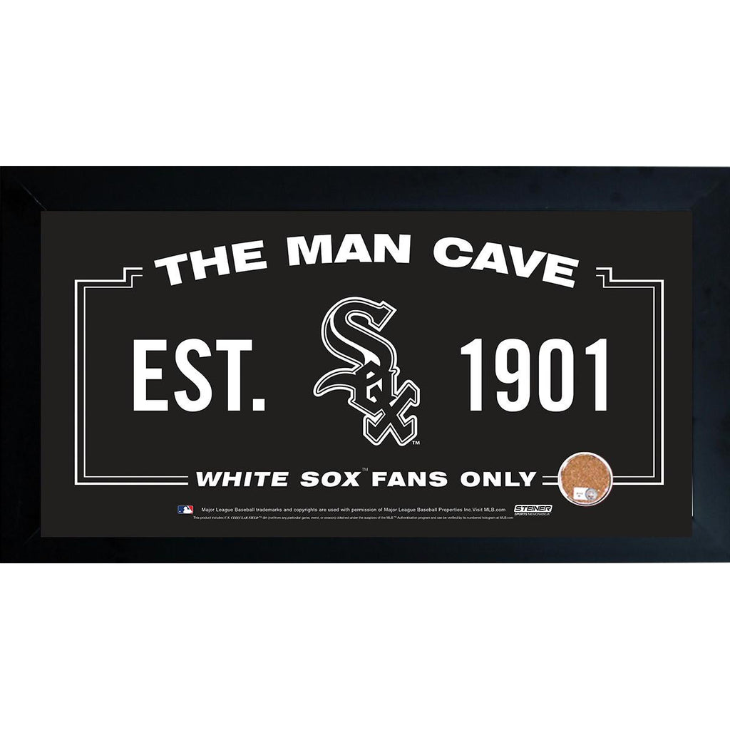 Chicago White Sox Man Cave Framed 10x20 Sign w Authentic Game-Used Dirt Capsule (MLB Auth)