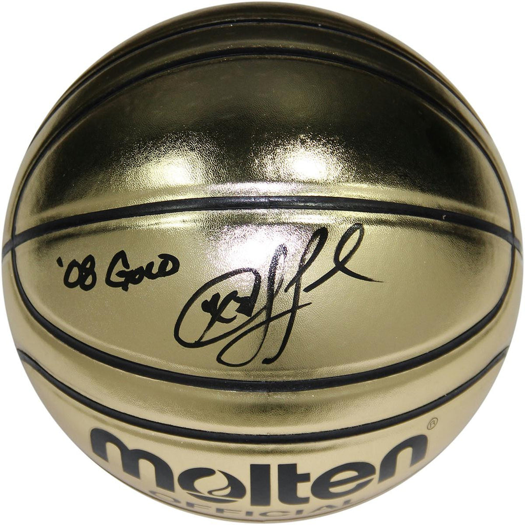 Chris Paul Signed Molten Gold Trophy Olympic IO basketball w 08 Gold Insc.