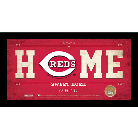 Cincinnati Reds 10x20 Home Sweet Home Sign with Game-Used Dirt from Great American Ball Park