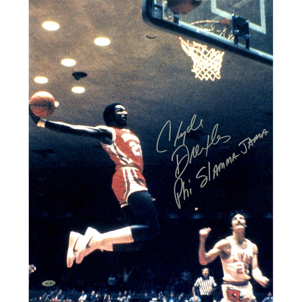 Clyde Drexler Air Dunk Signed 16x20 Photo w PHI SLAMMA JAMAInsc.