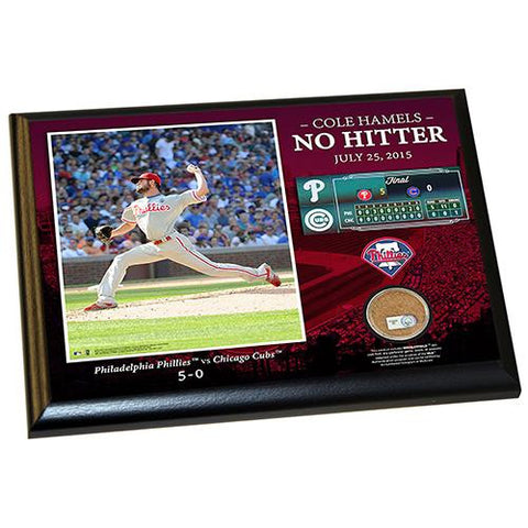 Cole Hamels No Hitter 62515 Player Profile 8x10 Framed Collage w Game Used Dirt