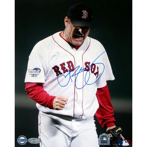 Curt Schilling 2004 WS GM 2 Pump Fist 8x10