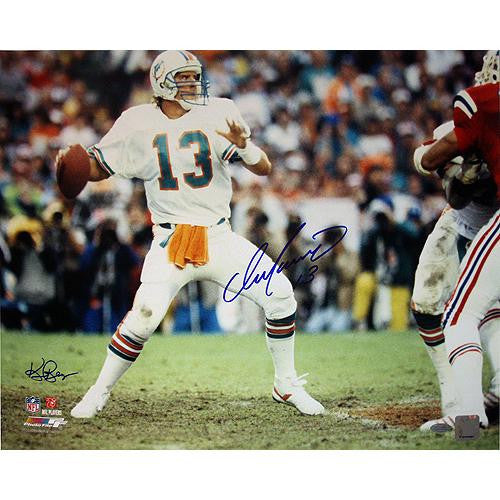 Dan Marino Miami Dolphins Home Jersey Dropping Back to Pass Horizontal 16x20 Photo (Signed by Ken Regan)