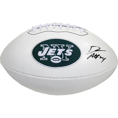 Darrelle Revis Signed White Panel Jets Logo Football